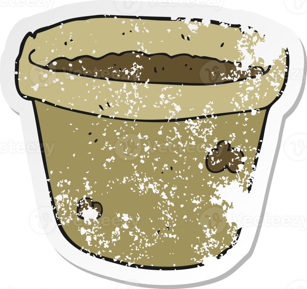 retro distressed sticker of a cartoon pot of earth png