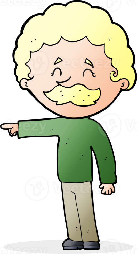 cartoon man with mustache pointing png