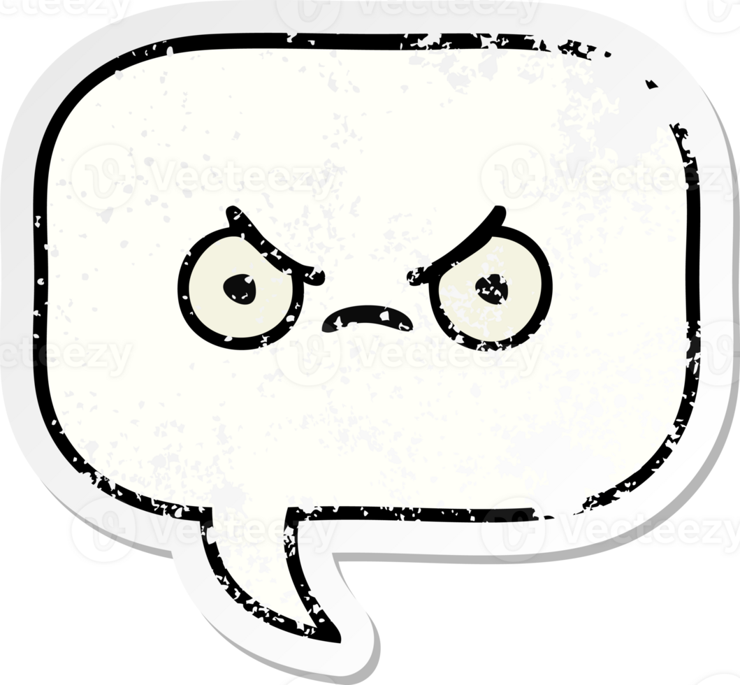 distressed sticker of a cute cartoon speech bubble png