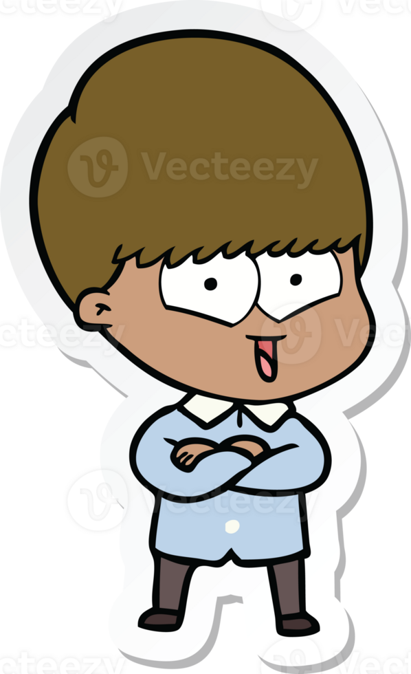 sticker of a cartoon happy boy png