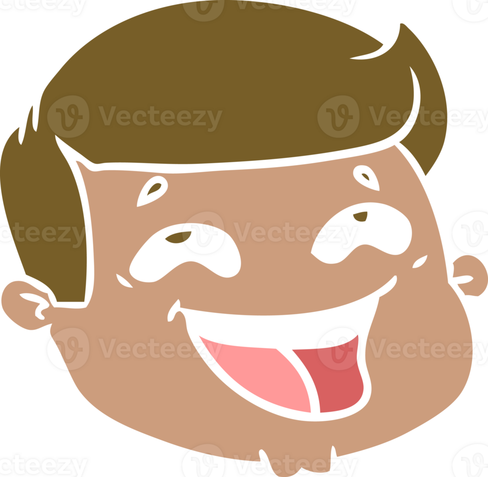 happy flat color style cartoon male face png