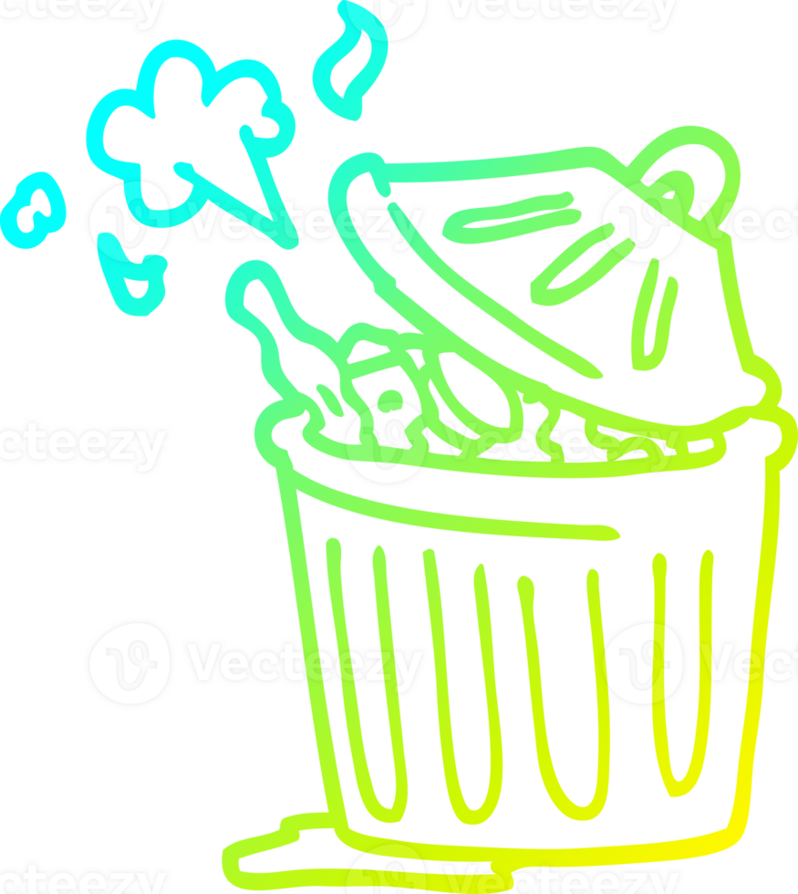 cold gradient line drawing of a cartoon waste bin png