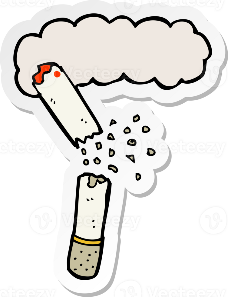 sticker of a cartoon broken cigarette png