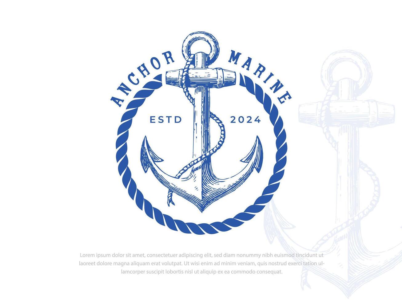 Vintage anchor marine logo design vector