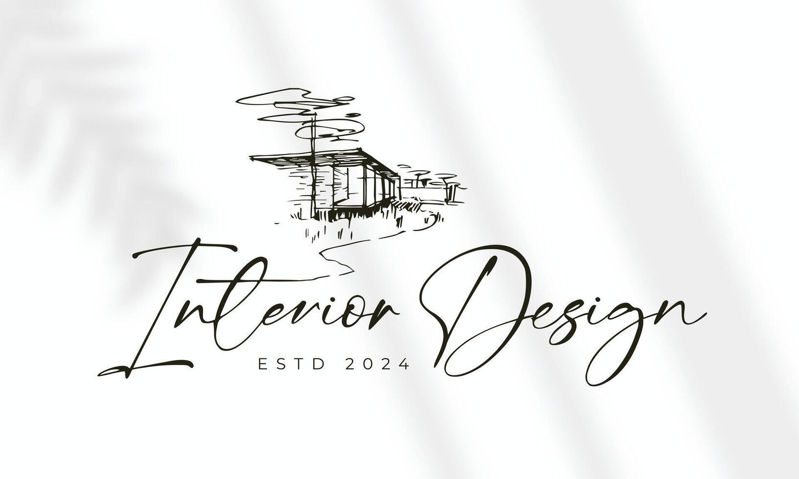 Modern interior design logo vector