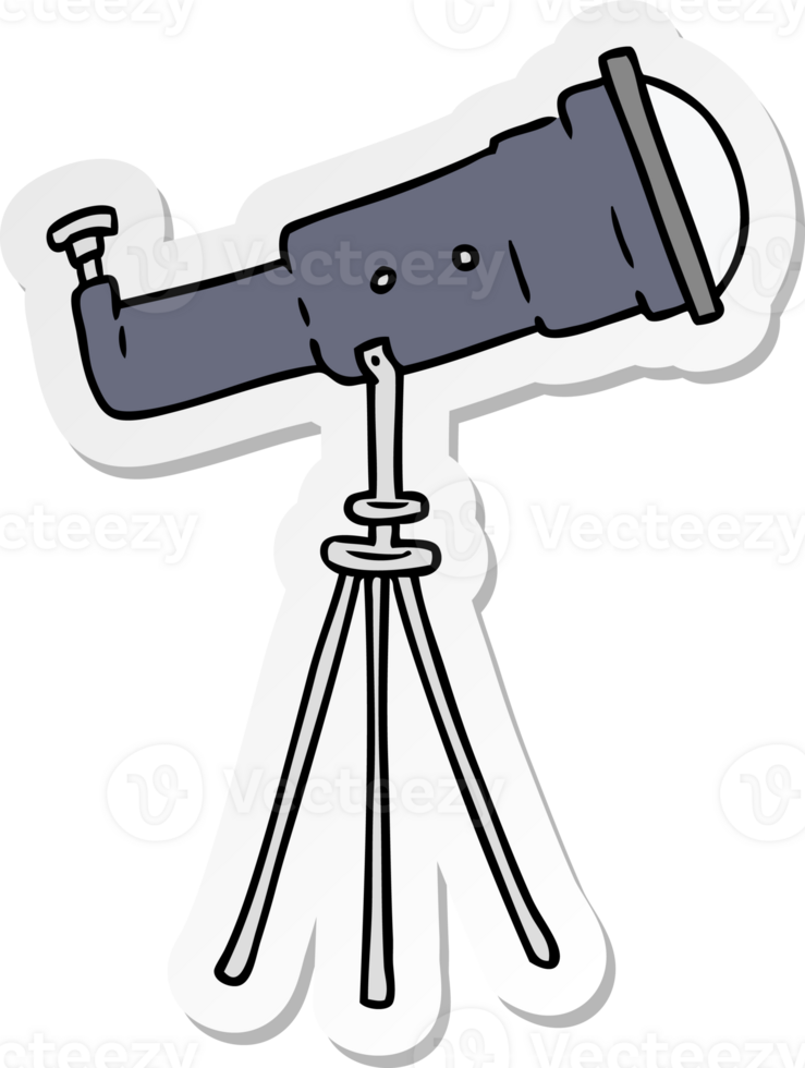 hand drawn sticker cartoon doodle of a large telescope png