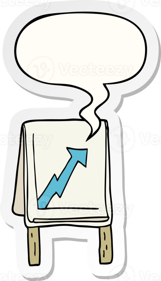 cartoon business chart with arrow with speech bubble sticker png