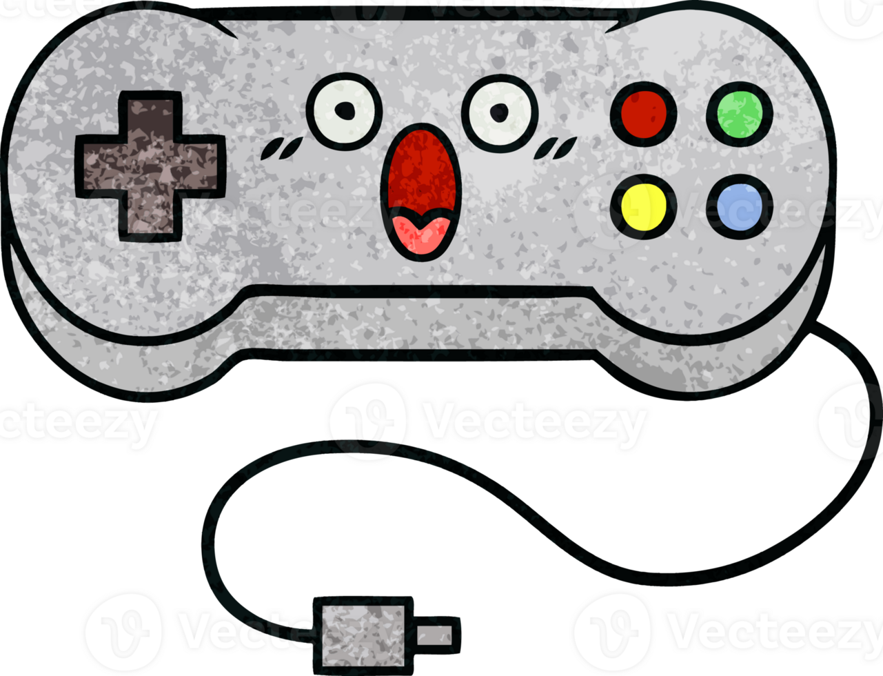 retro grunge texture cartoon of a game controller png