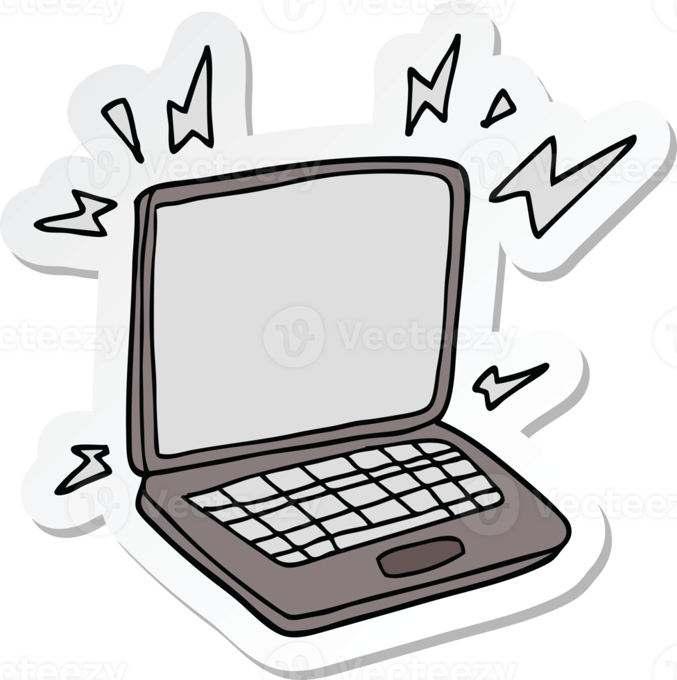 sticker of a cartoon laptop computer png