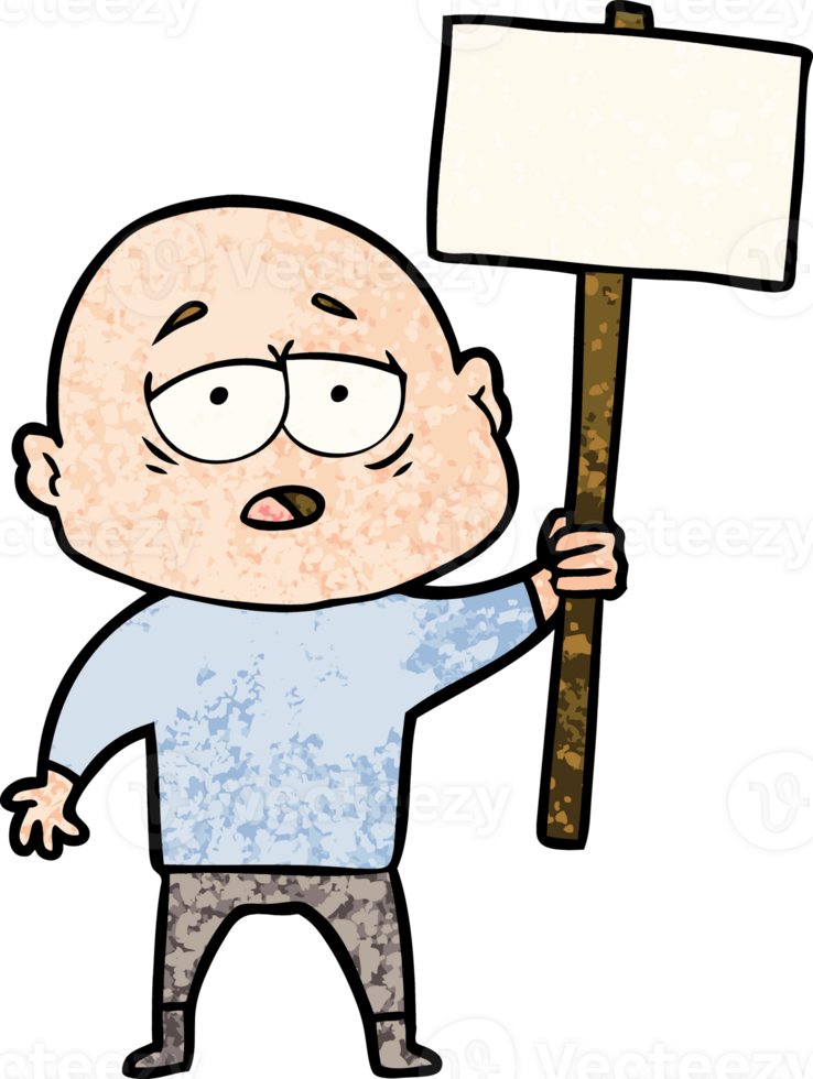 cartoon tired bald man png