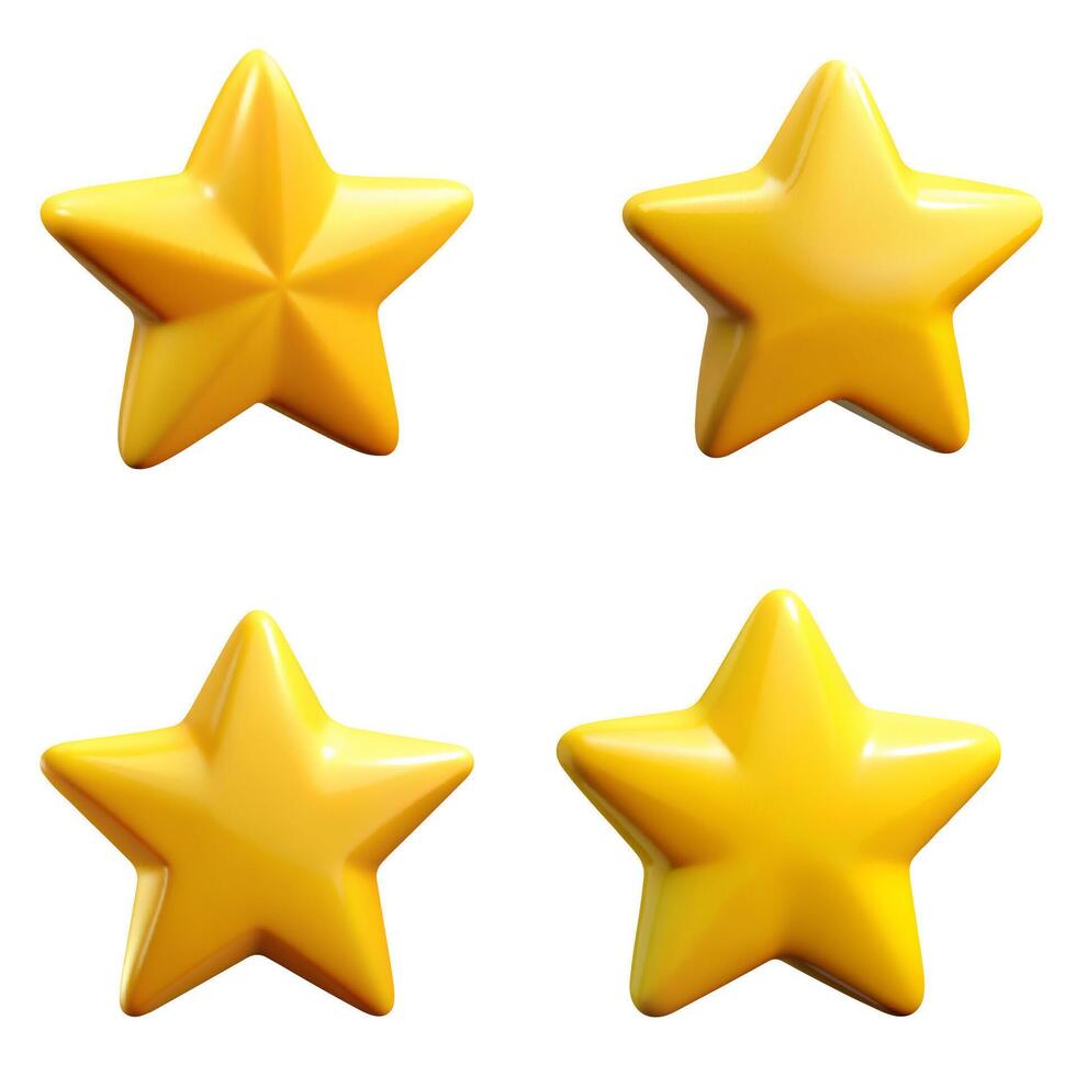 set of 3D volumetric yellow stars isolated on a white background vector