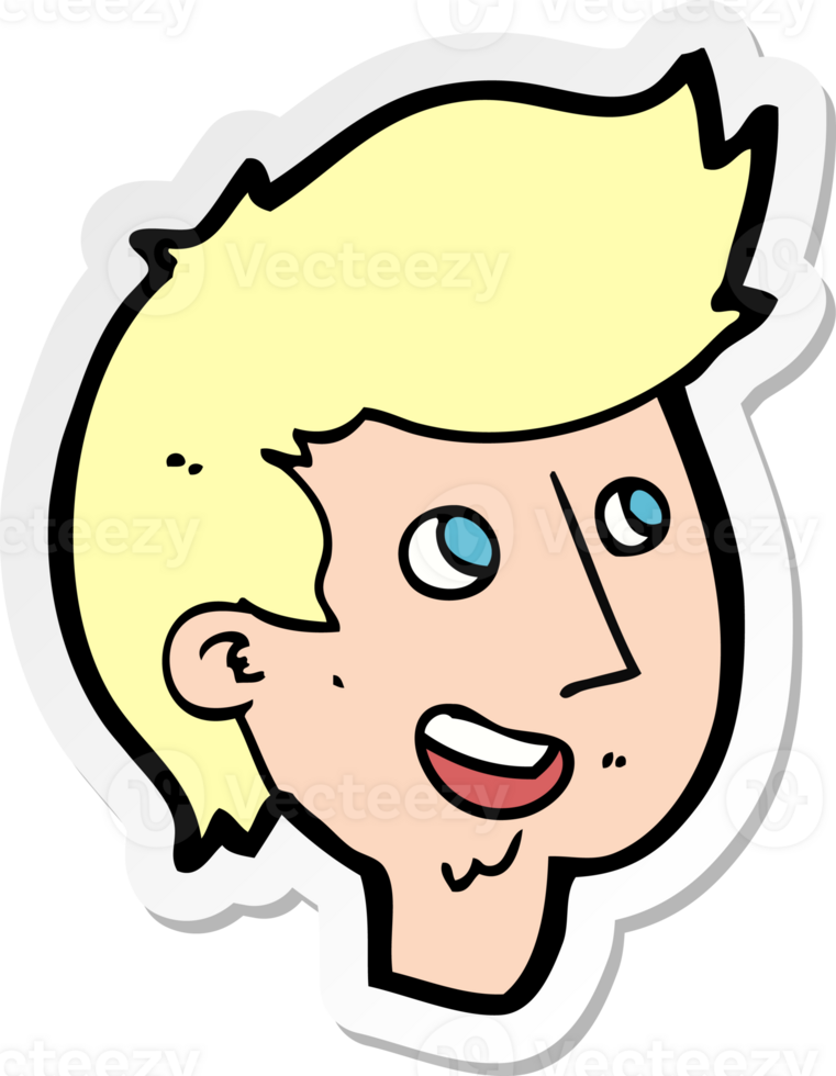sticker of a cartoon happy boy face png