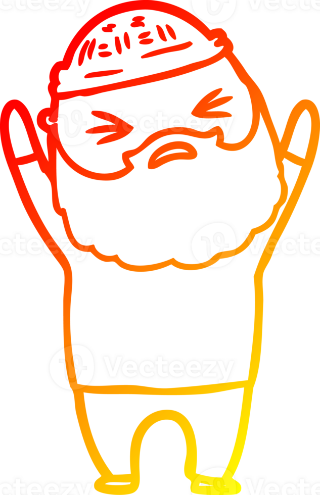warm gradient line drawing of a cartoon man with beard png