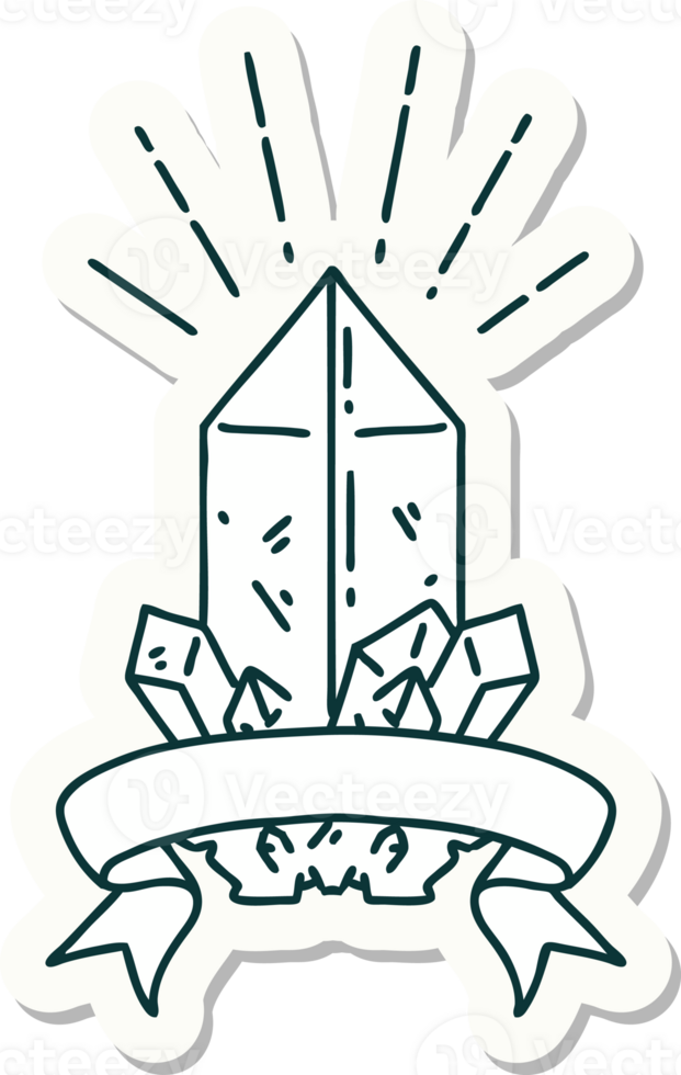sticker of a tattoo style quartz crystal png