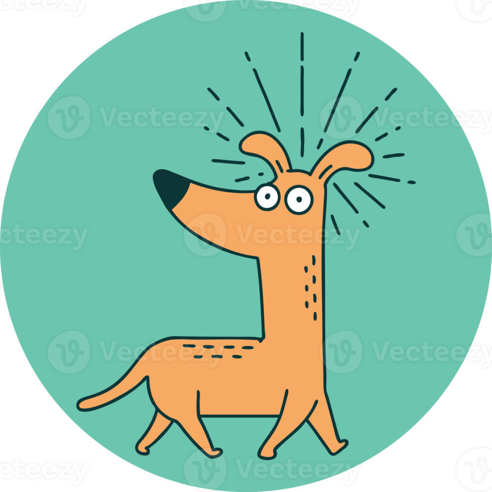 icon of a tattoo style surprised dog png