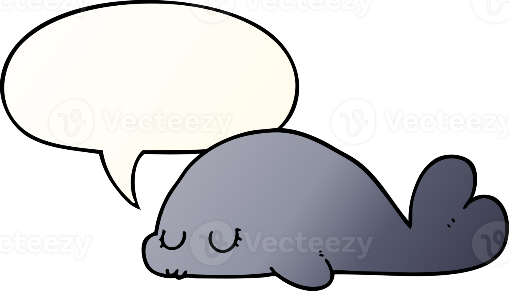 cute cartoon seal with speech bubble in smooth gradient style png