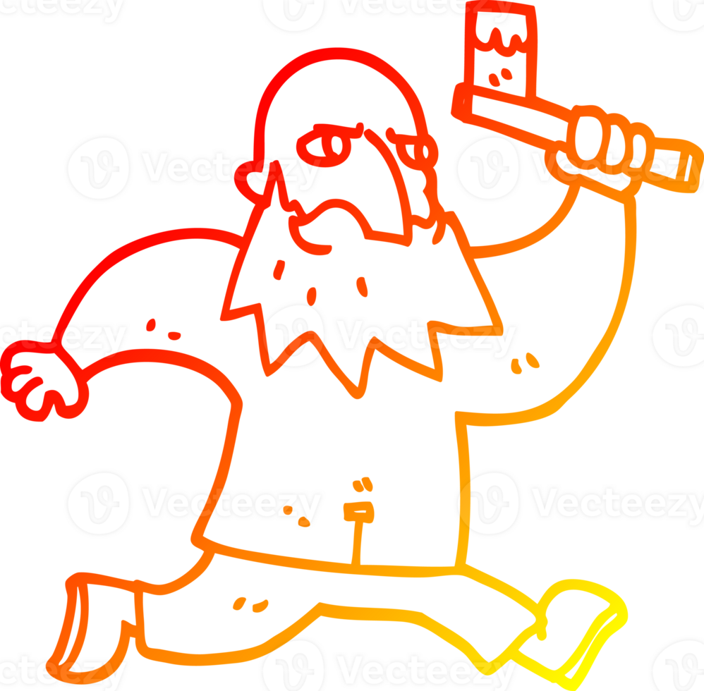 warm gradient line drawing of a cartoon man with bloody axe png
