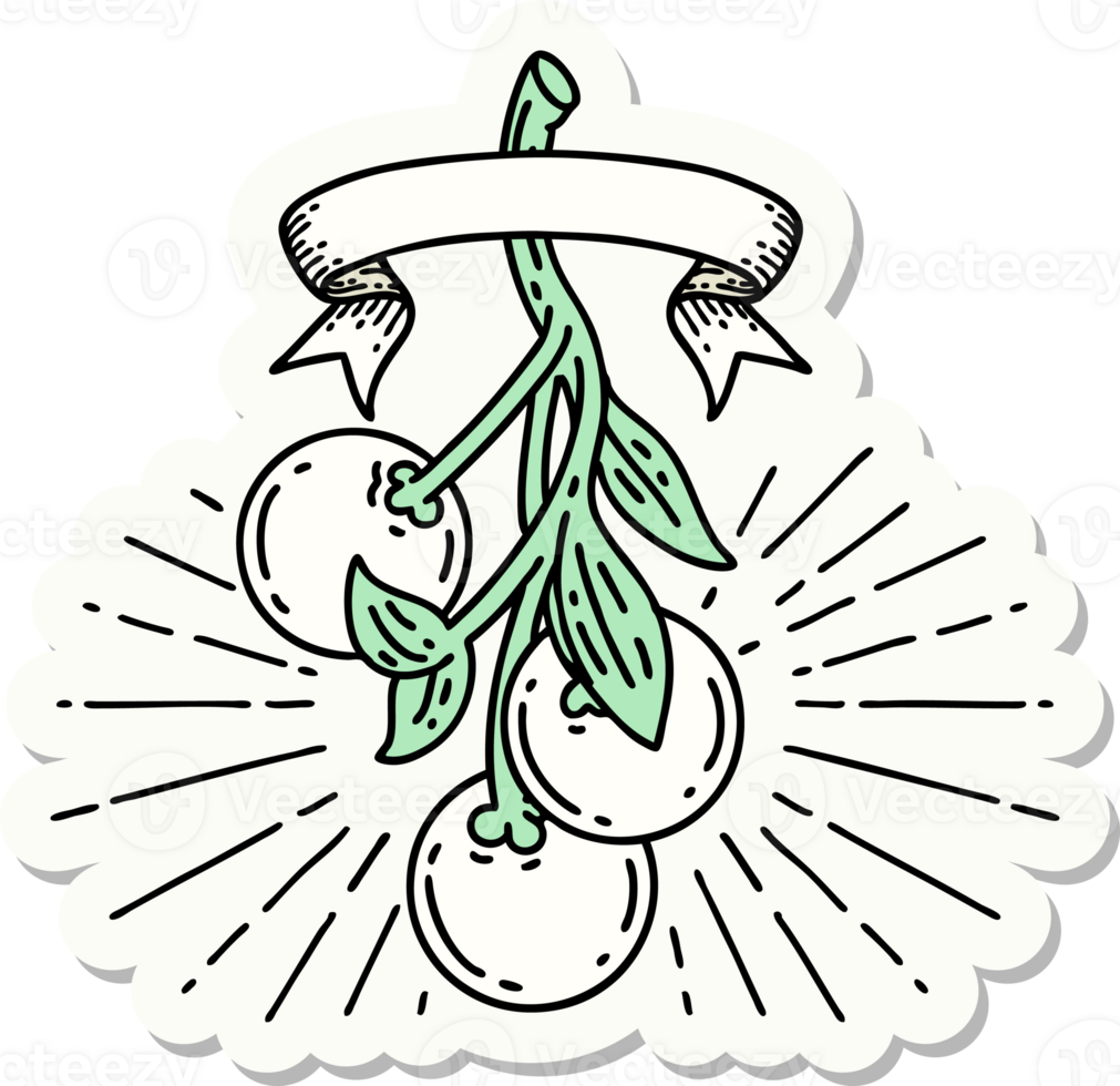 sticker of a tattoo style mistletoe berries png