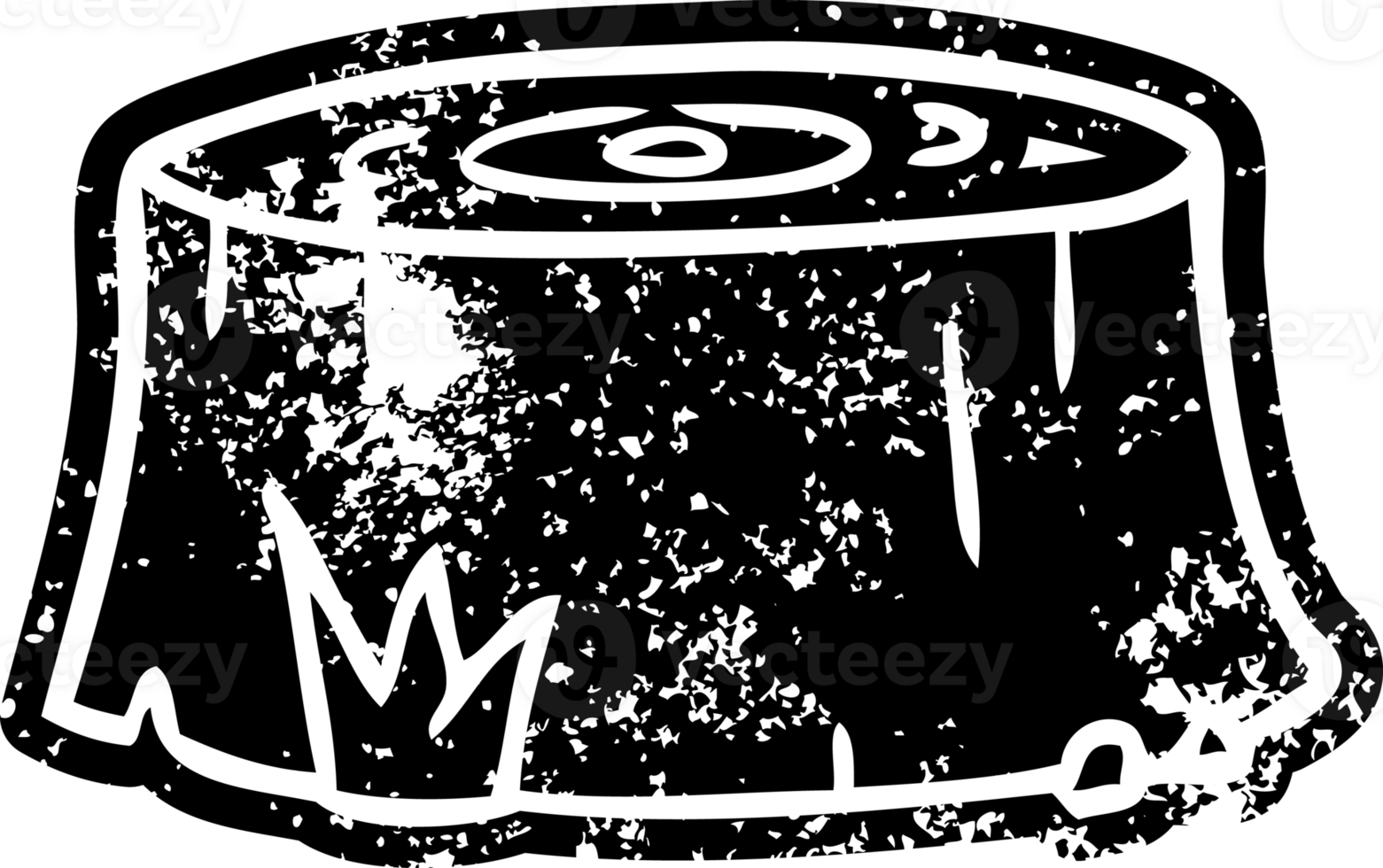 grunge distressed icon of a tree log png