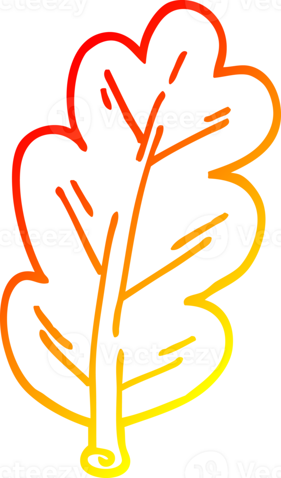 warm gradient line drawing of a cartoon leaf png