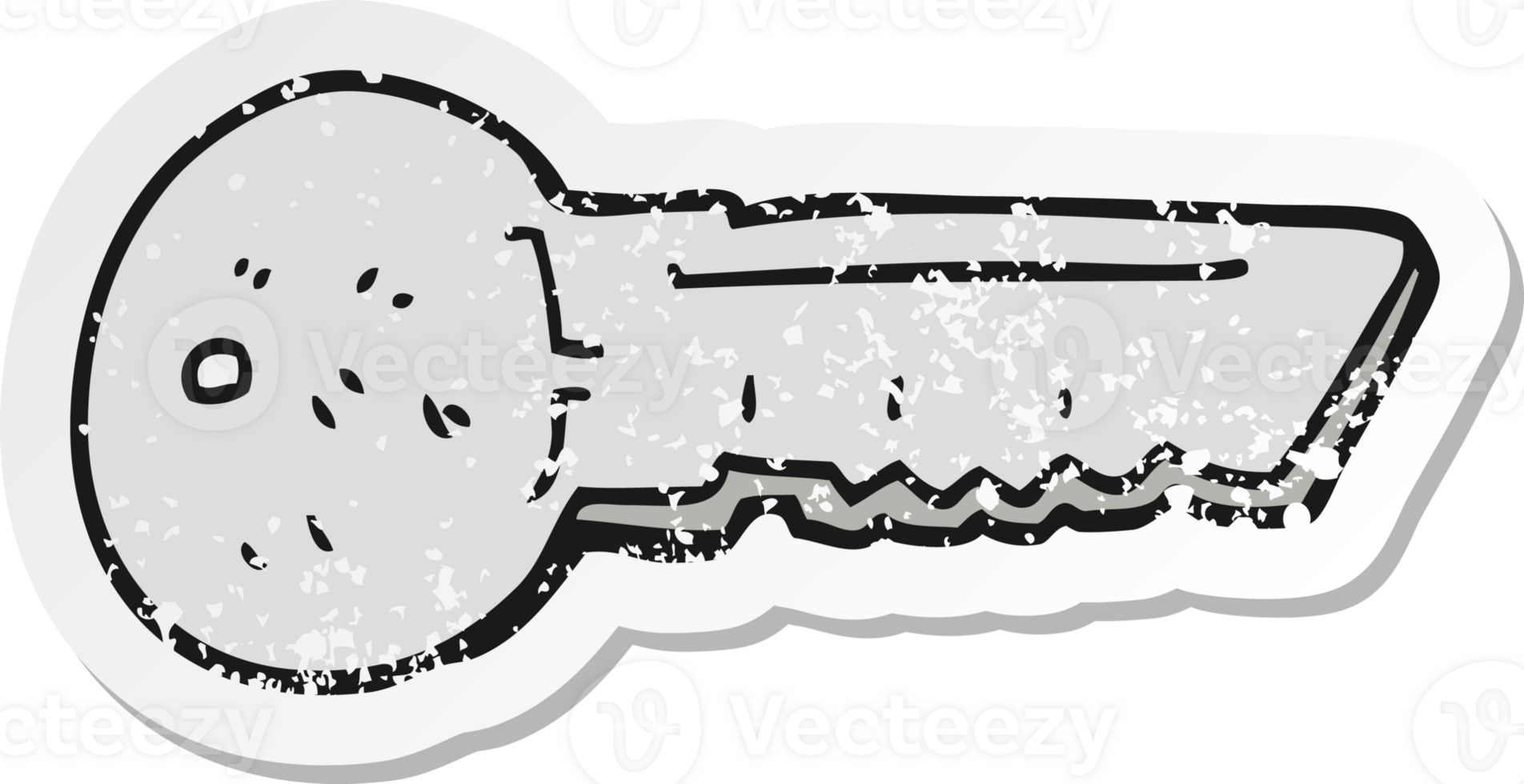 retro distressed sticker of a cartoon door key png