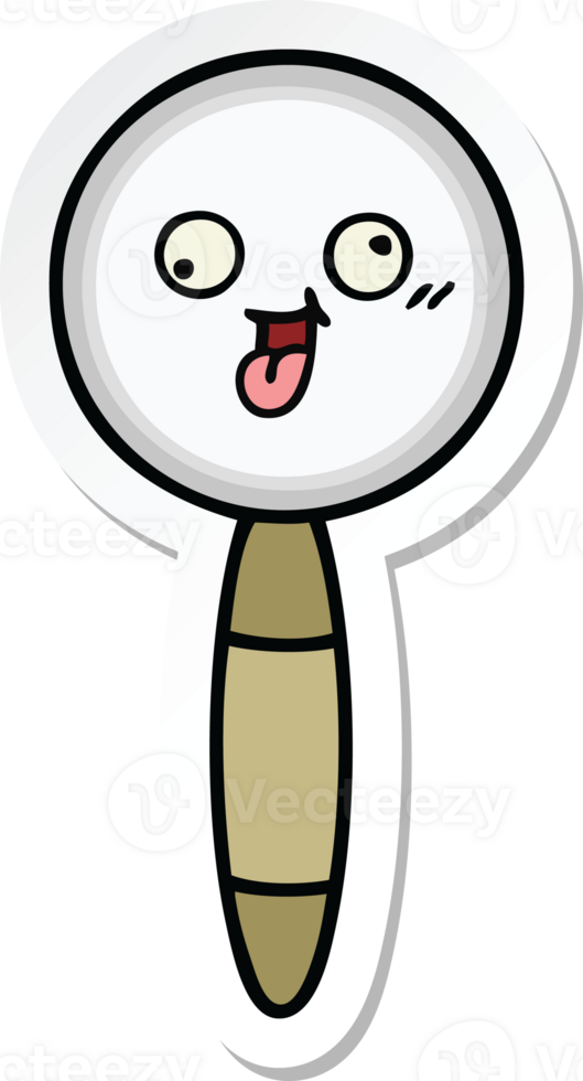sticker of a cute cartoon magnifying glass png