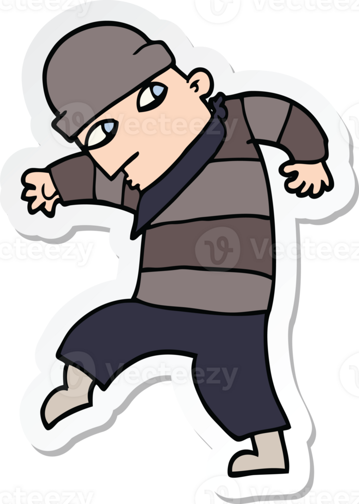 sticker of a cartoon sneaking thief png