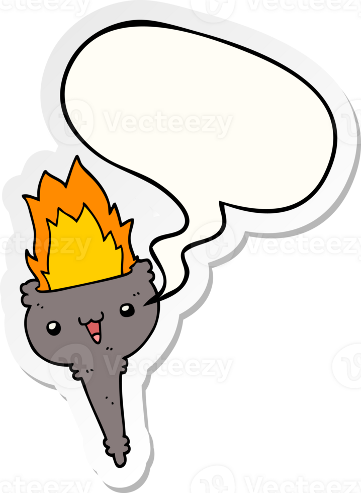 cartoon flaming chalice with speech bubble sticker png