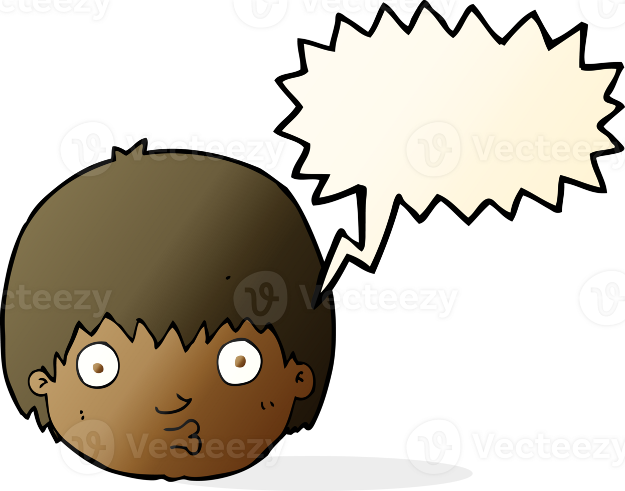cartoon curious boy with speech bubble png