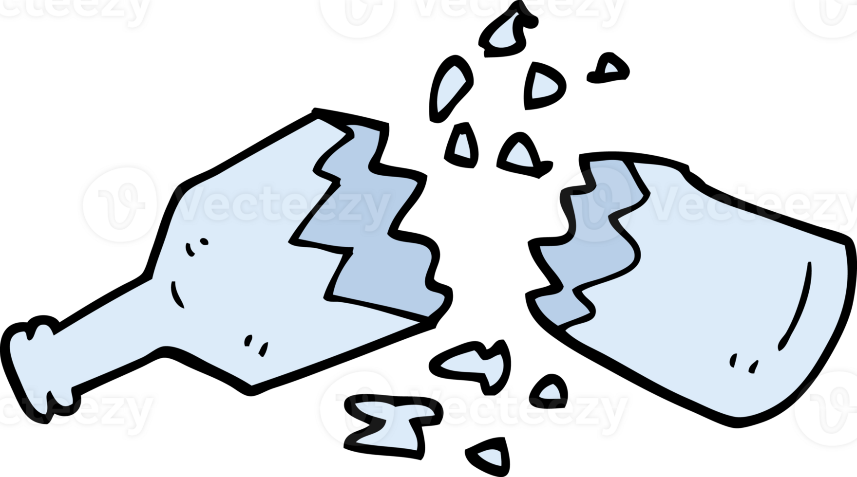 hand drawn doodle style cartoon  smashed glass bottle png