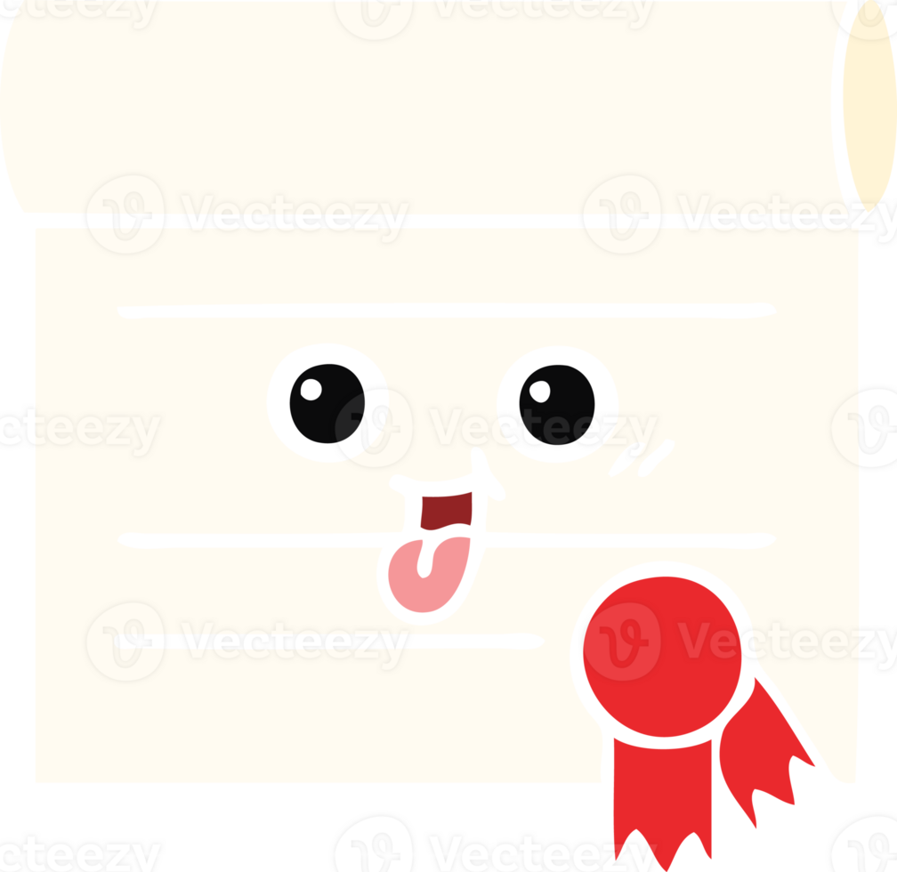flat color retro cartoon of a certificate png