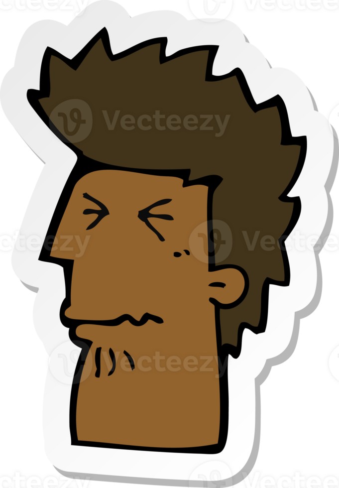 sticker of a cartoon unhappy man png