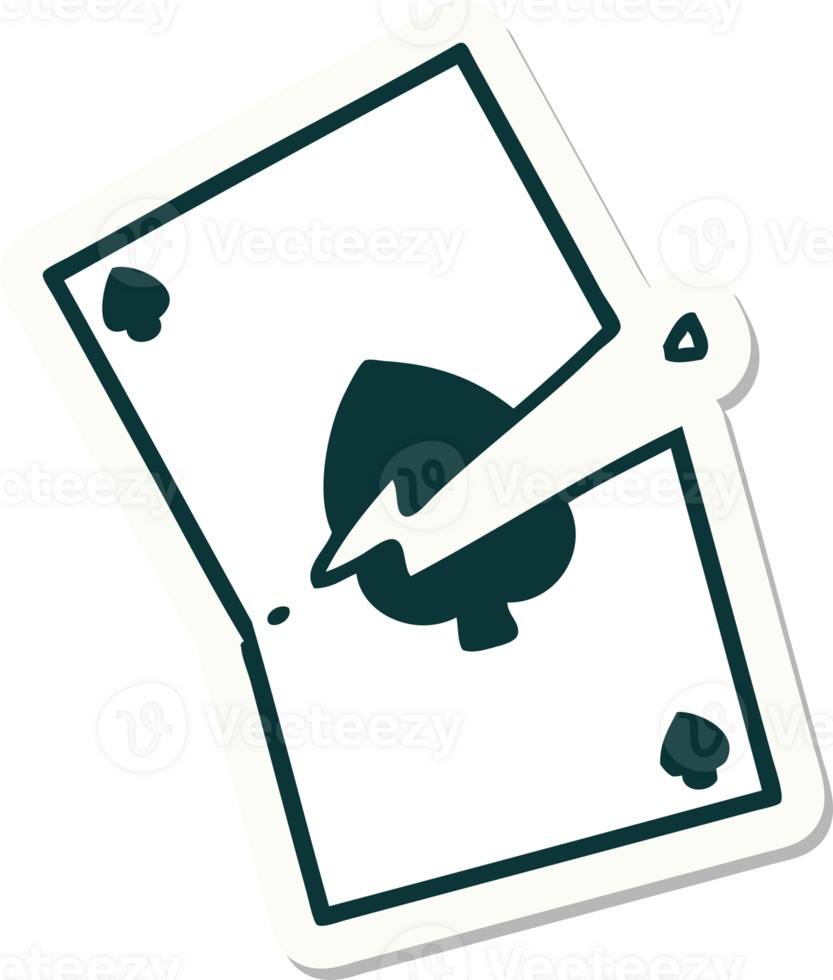 sticker of tattoo in traditional style of a torn card png