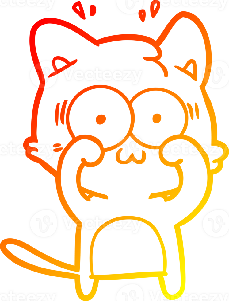 warm gradient line drawing of a cartoon surprised cat png