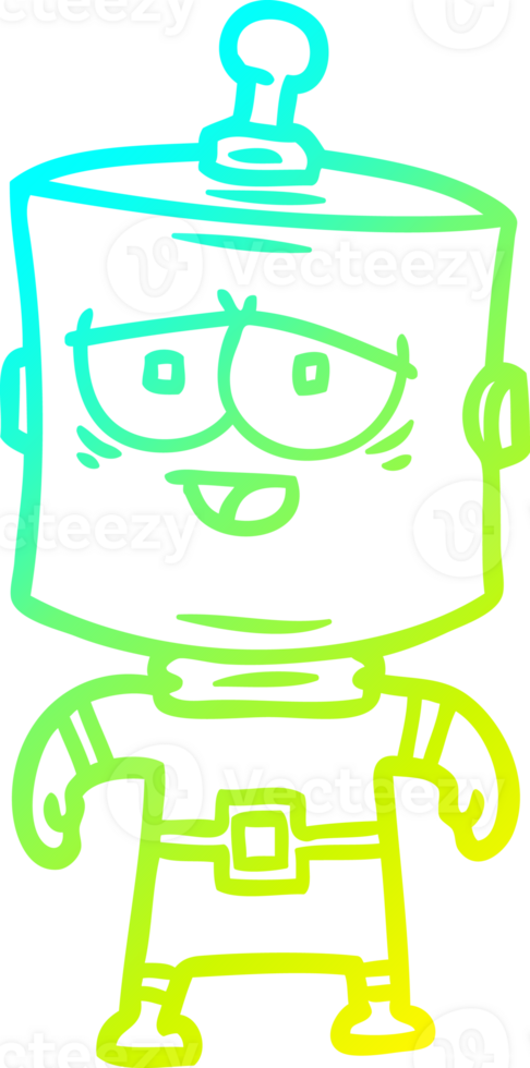 cold gradient line drawing of a cartoon robot png