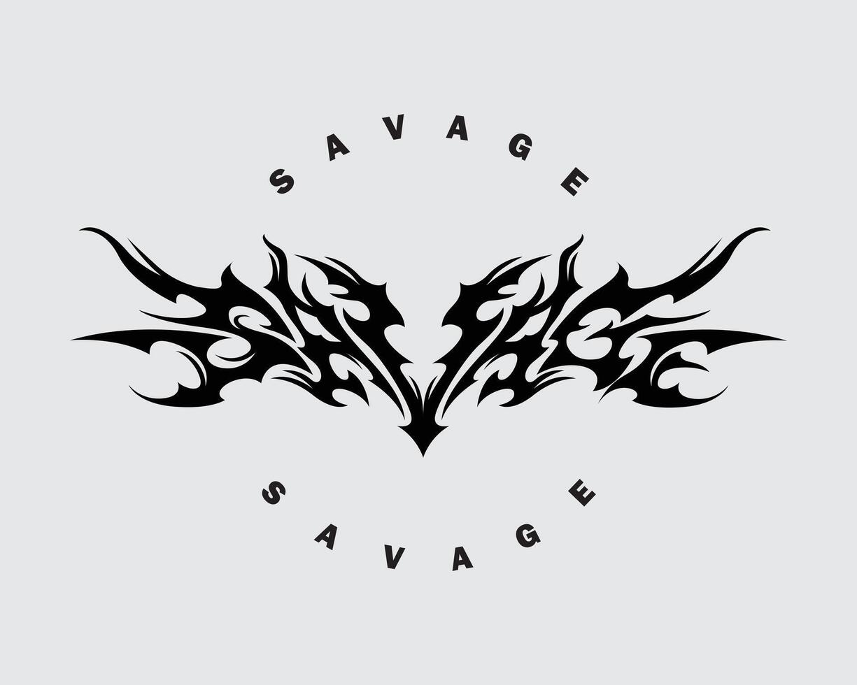 Savage logo symbol clip art tribal illustration apparel t shirt design clothing sticker print art ink tattoo editable vector