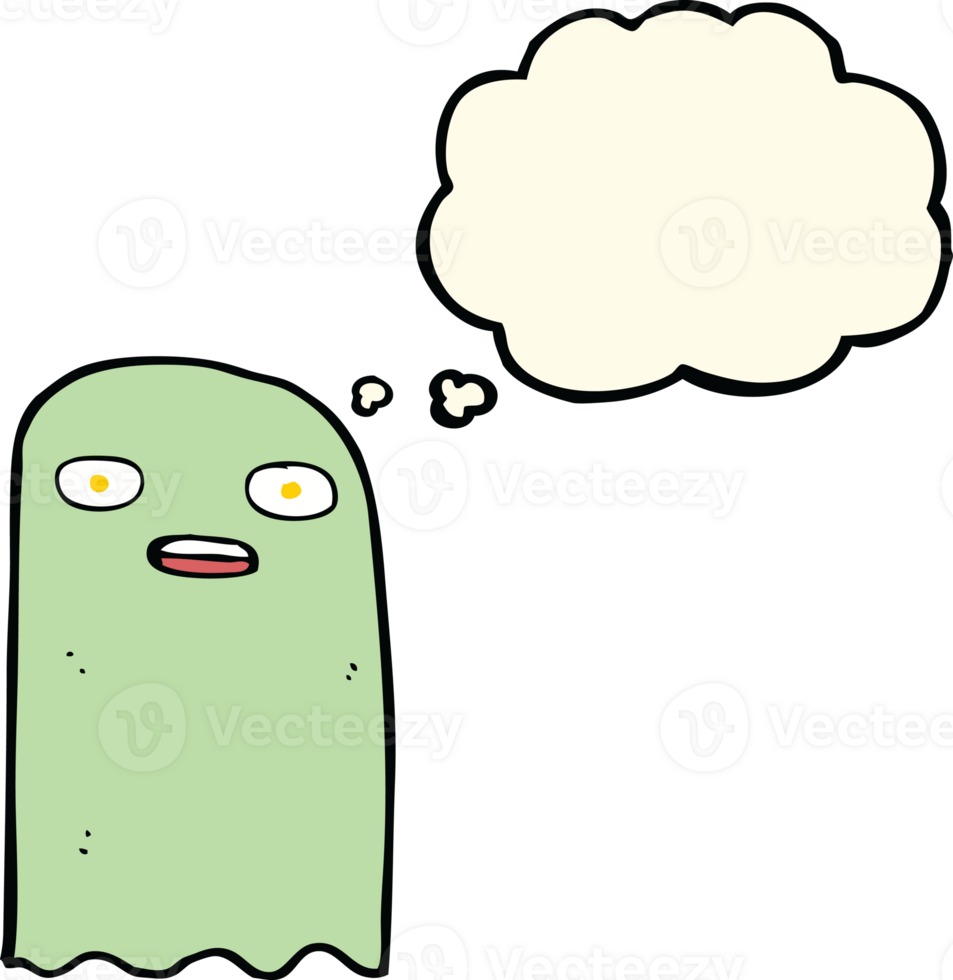 funny cartoon ghost with thought bubble png