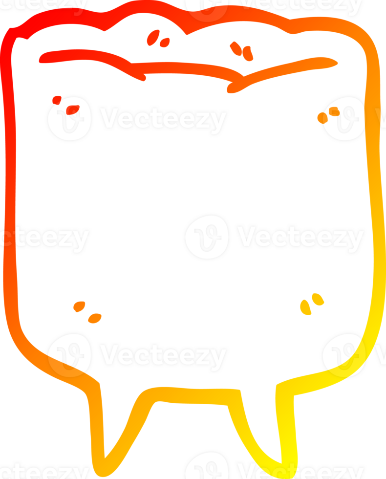 warm gradient line drawing of a cartoon tooth png
