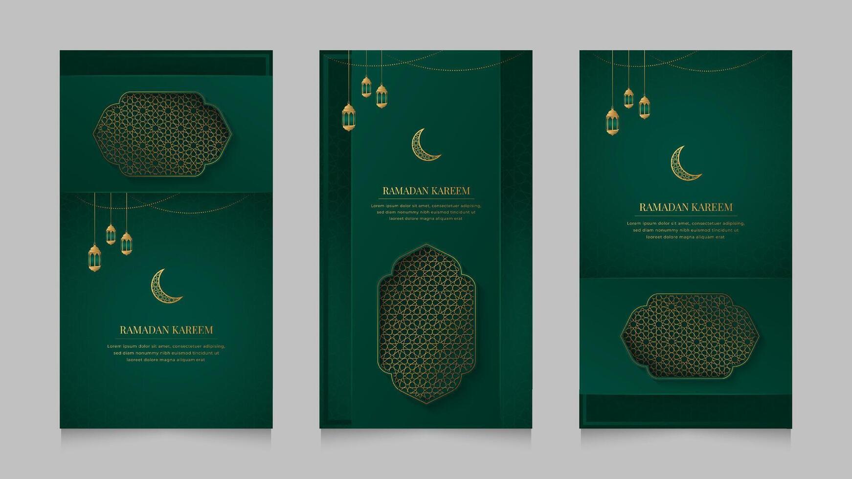 Ramadan Kareem and Eid Mubarak Islamic Realistic Social Media Stories Collection Template vector