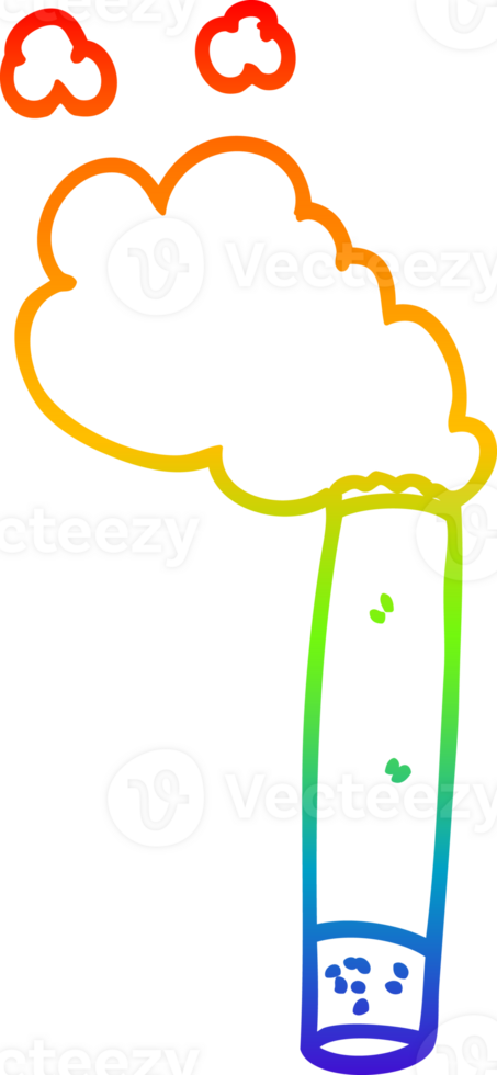 rainbow gradient line drawing of a cartoon cigarette png