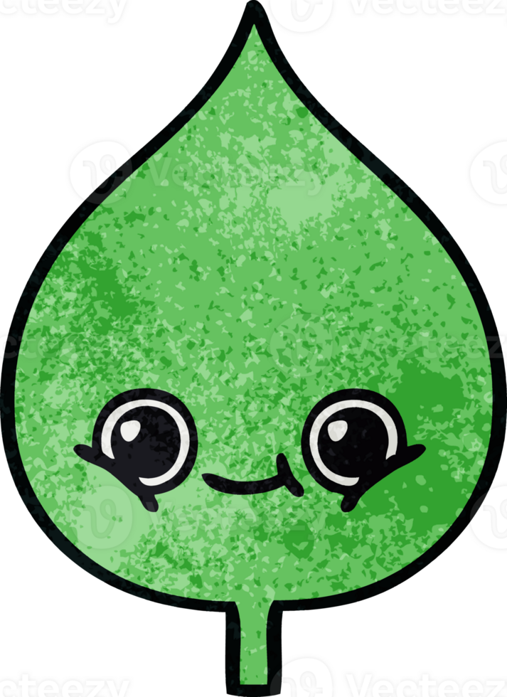 retro grunge texture cartoon of a expressional leaf png