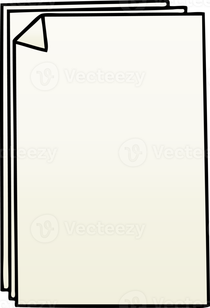 gradient shaded quirky cartoon paper pile png