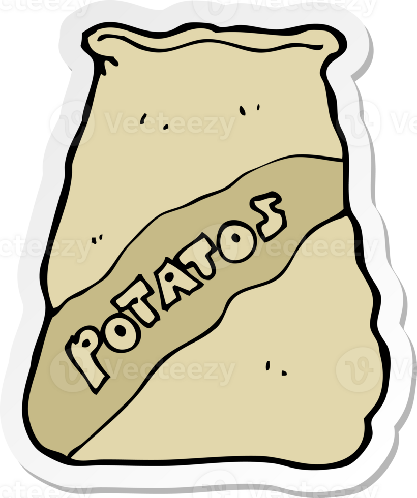 sticker of a cartoon sack of potatos png