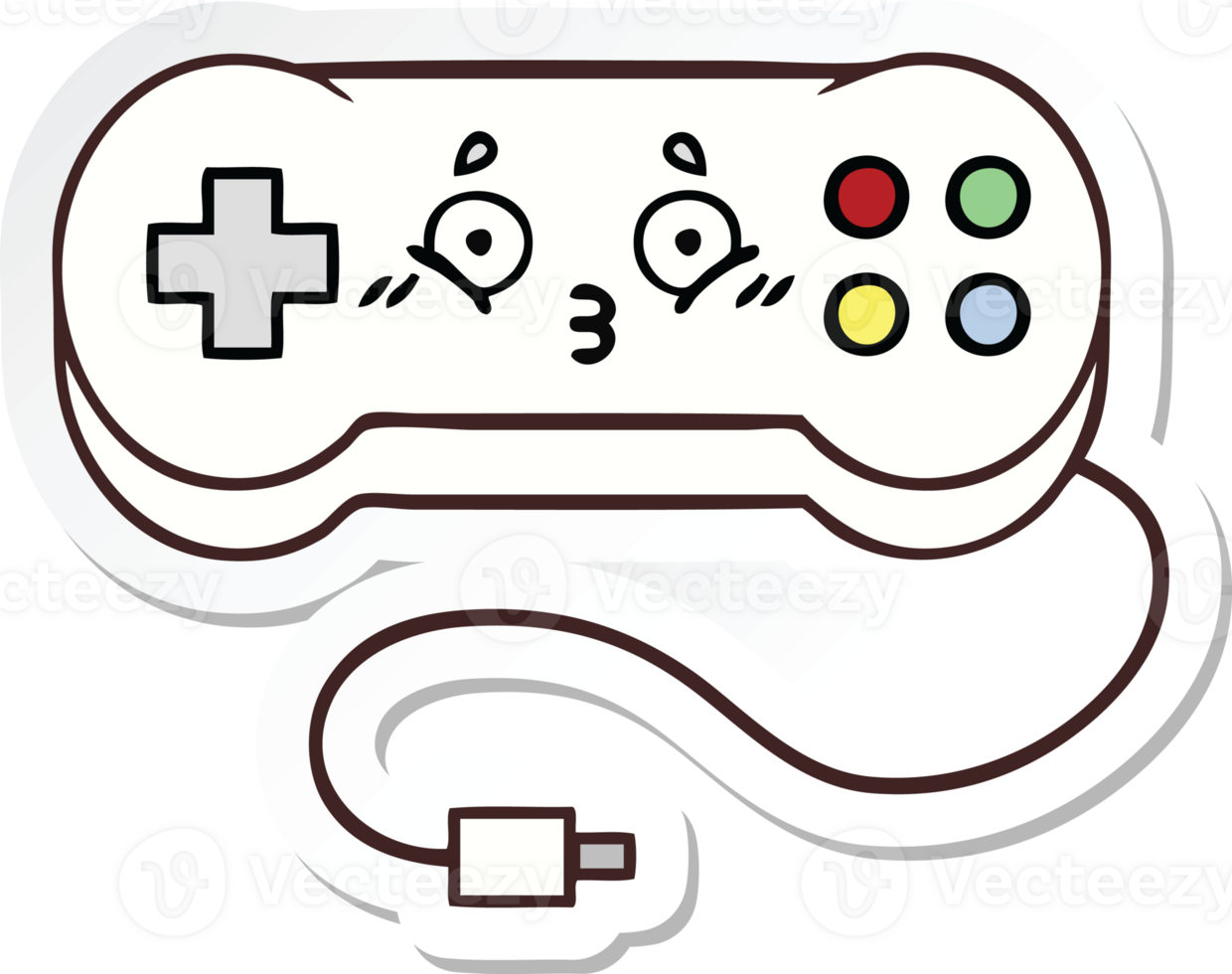 sticker of a cute cartoon game controller png