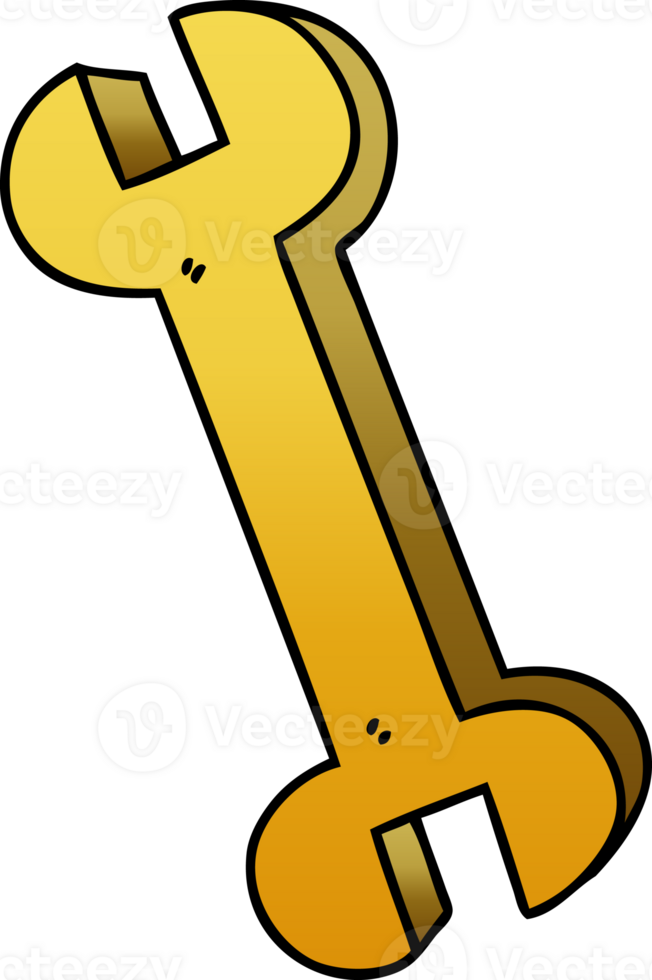 gradient shaded quirky cartoon spanner png