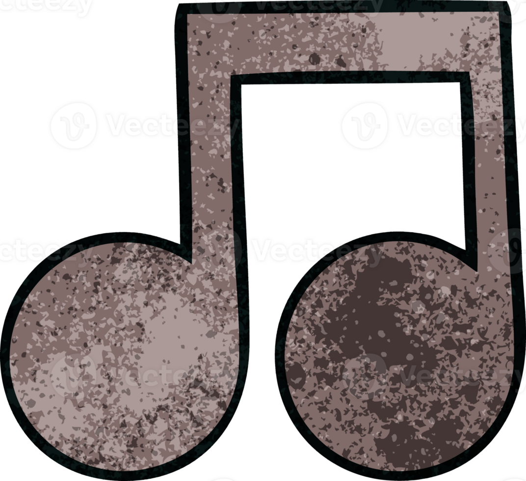 retro grunge texture cartoon of a musical note png