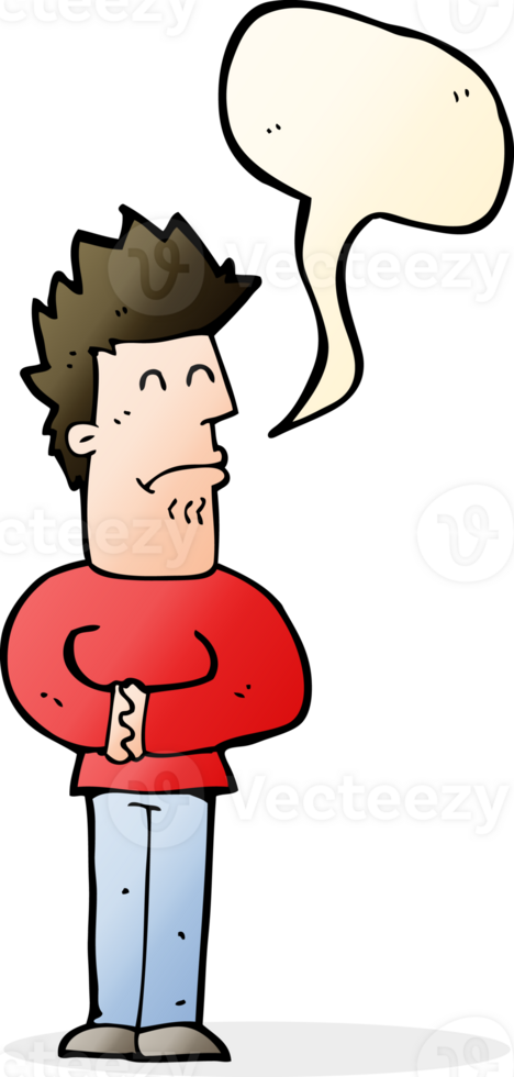 cartoon nervous man with speech bubble png