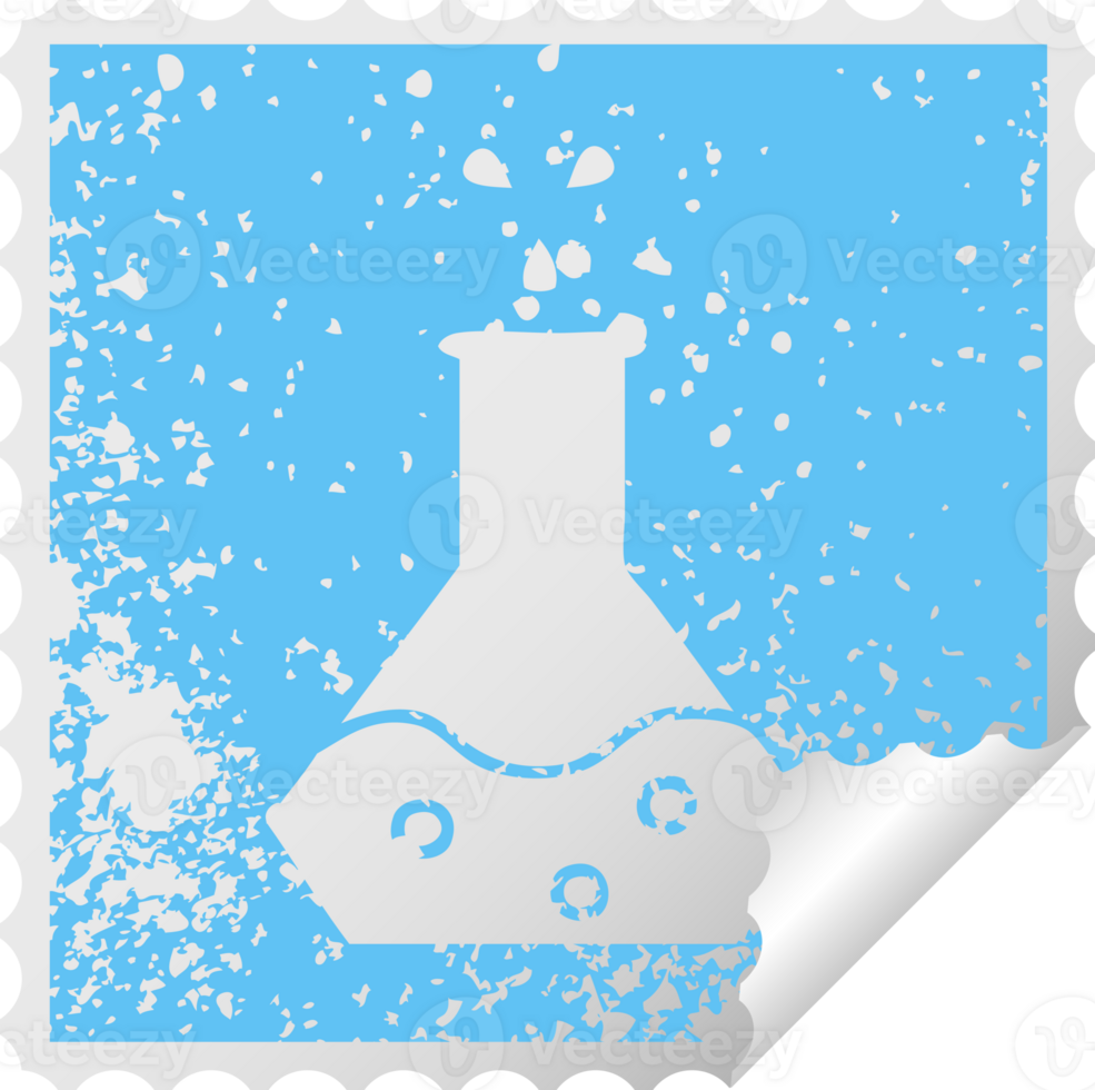distressed square peeling sticker symbol of a science experiment png