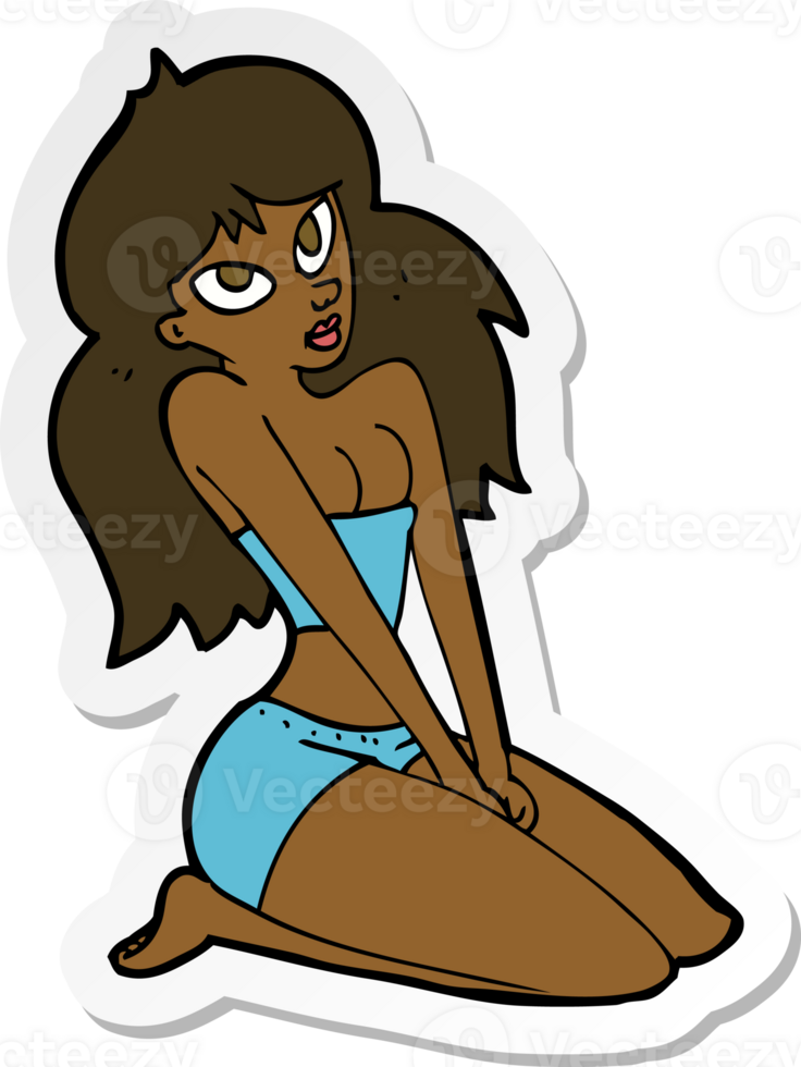 sticker of a cartoon woman in skimpy clothing png
