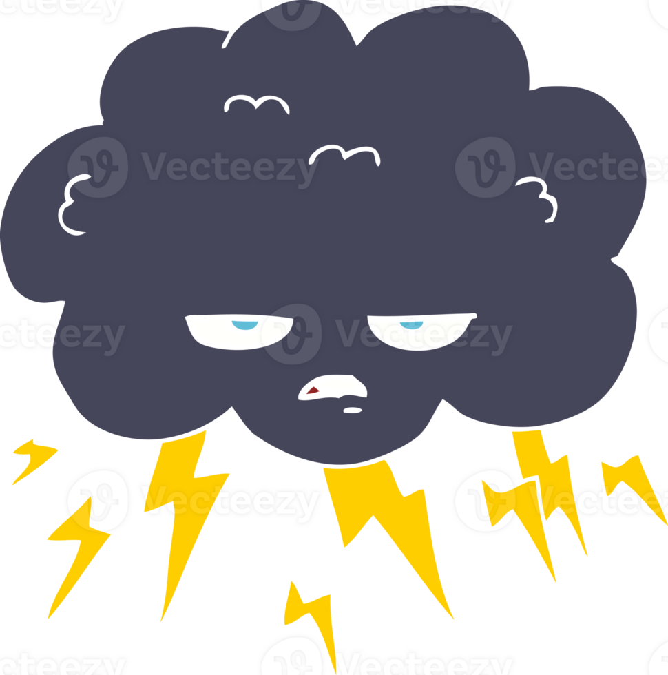 flat color illustration of thundercloud png